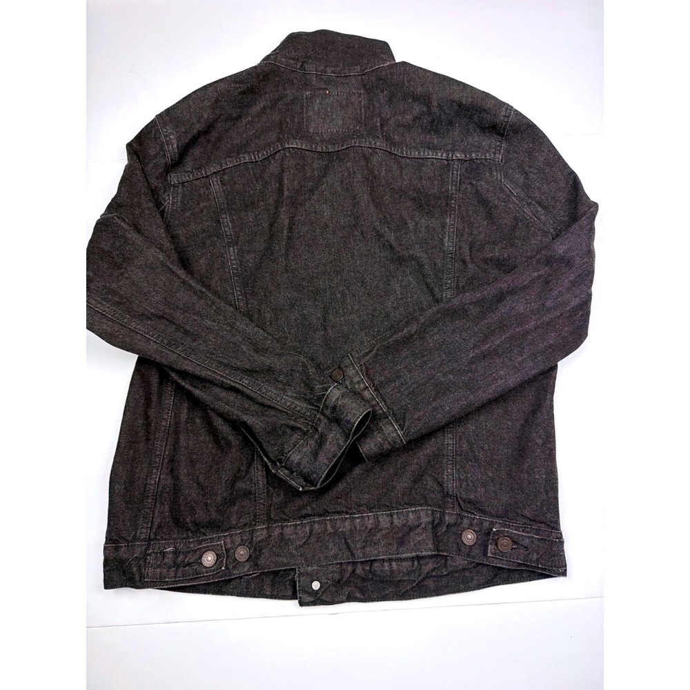 Vintage Levis Denim Trucker Jacket Mens XL Black Charcoal Red Tab Jean Coat - Picture 2 of 7